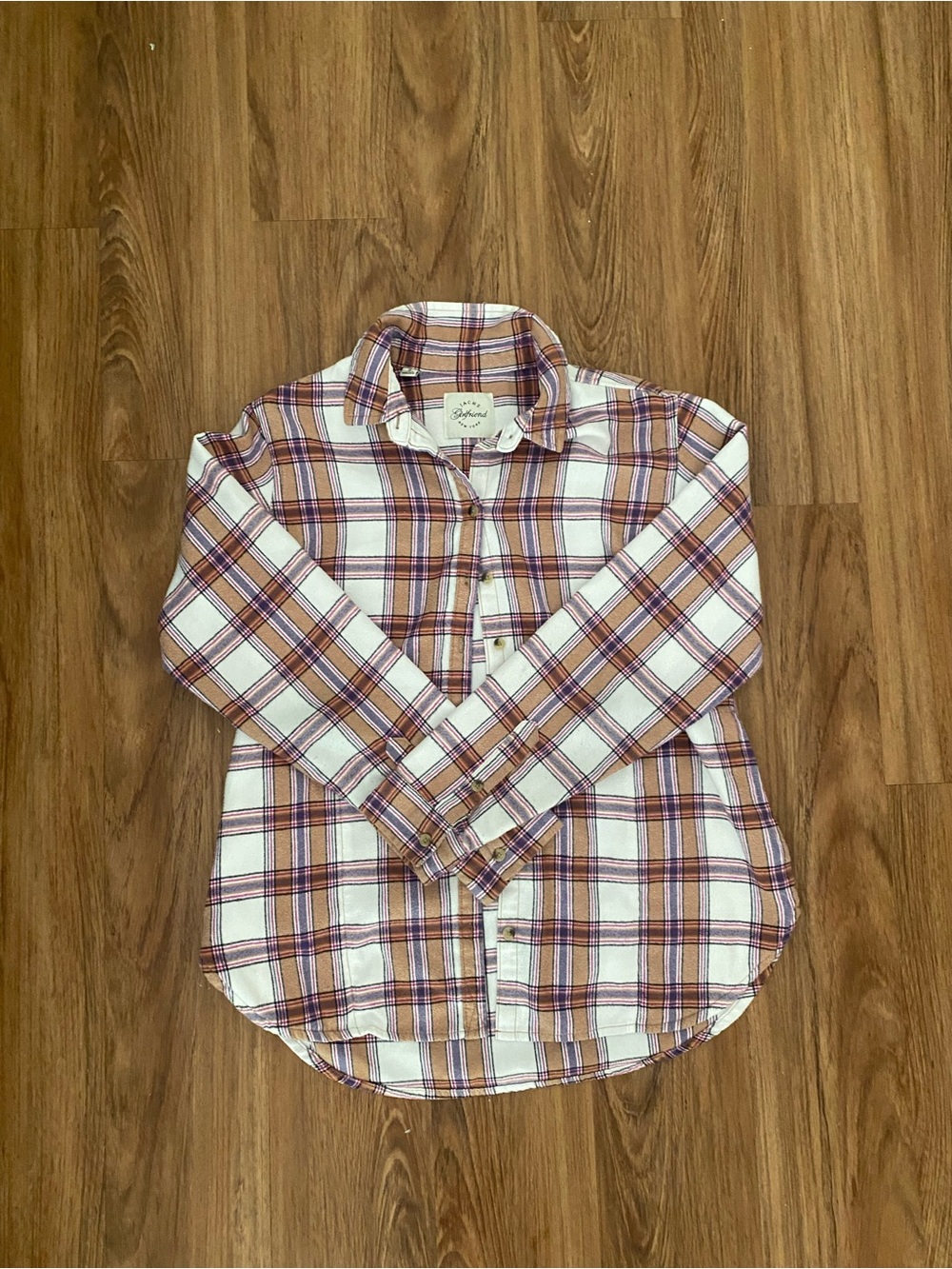 Jachs Plaid Button-Down Shirt in White, Brown, and Purple